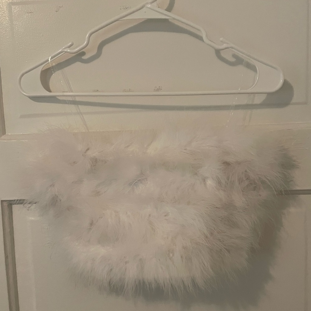Fluffy White Faux Fur Bandeau Top